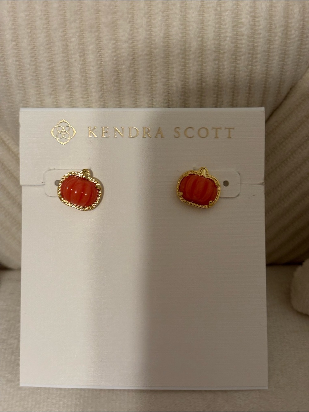 Kendra Scott Gold-Tone Orange Pumpkin Stud Earrings